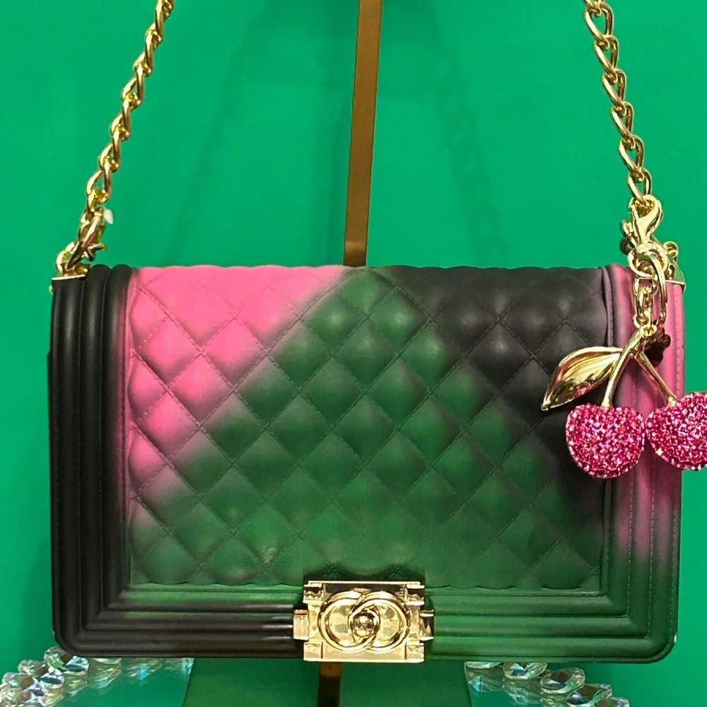 3 am USA Mix Tone Jelly Textured Crossbody Bag Approx. w/Charm 10 x 7 x 3.5 - Picture 1 of 17